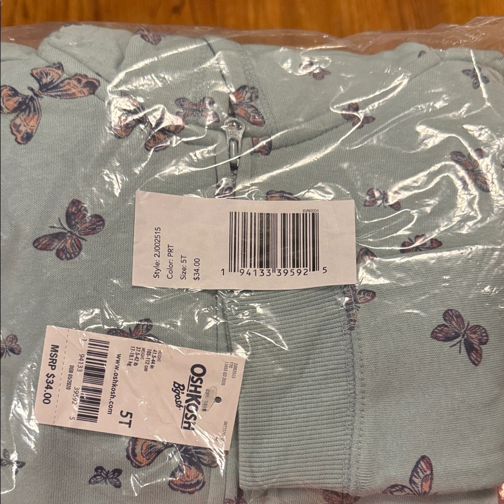 OshKosh B'gosh Mint Butterfly Zip-Up